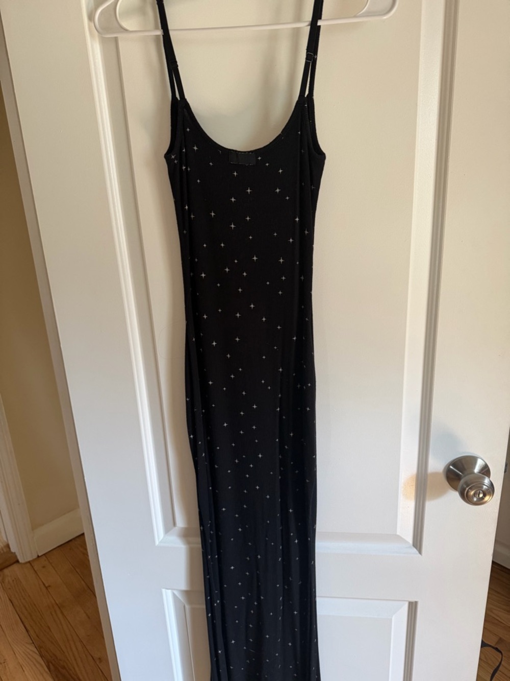 SKIMS Black Star-Print Maxi Slip Dress